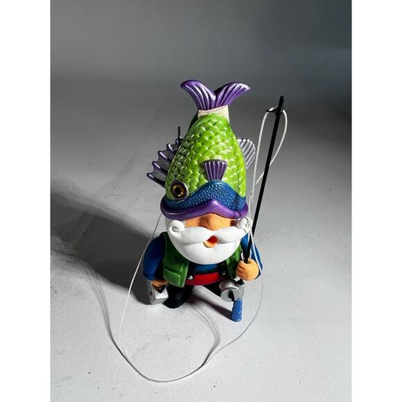 Vintage Christmas Ornaments Hallmark 2004 Fisherman Santa Claus Fun Fish on Head - Picture 1 of 9